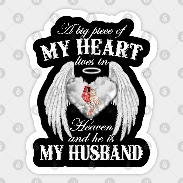 A Big Piece Of My Heart Lives In Heaven And He's My Husband Sticker by DMMGear